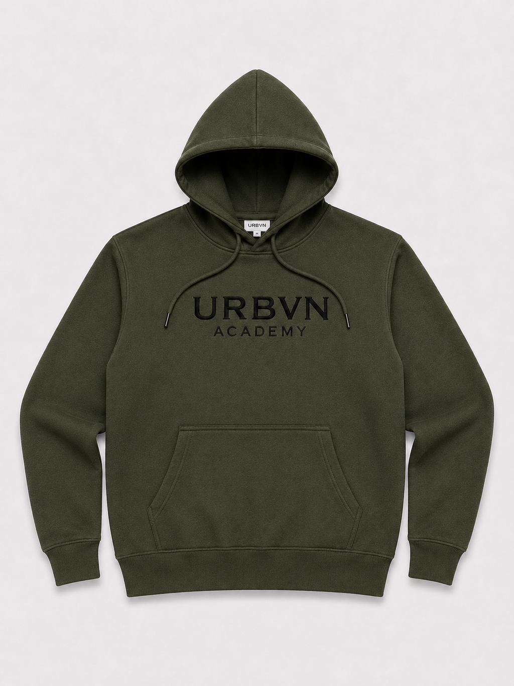 Olivengrøn Hoodie m. kænguru lomme
