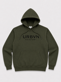 Olivengrøn Hoodie m. kænguru lomme